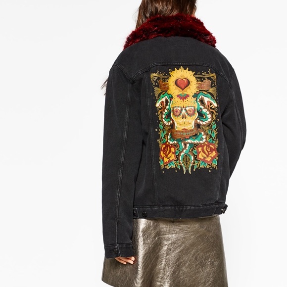 black denim jacket with faux fur